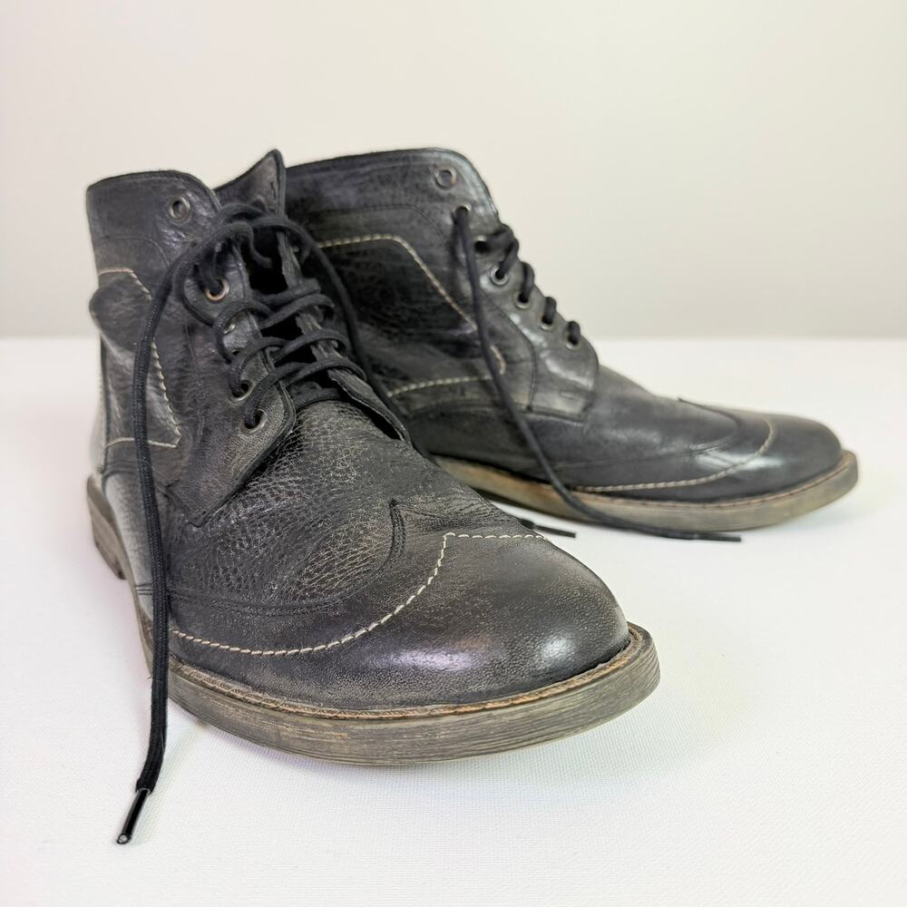 Roan Wingtip Ankle Chukka Boots Mens 10.5 Black distressed Leather Hipster Indie